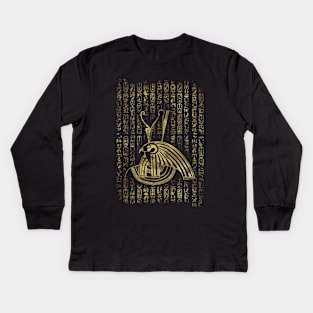 Golden Horus  with Egyptian hieroglyphs Kids Long Sleeve T-Shirt